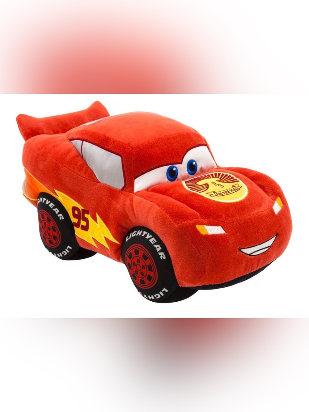 Lightning McQueen Red Plush Race Car Stuffed Toy with Embroidered Badge